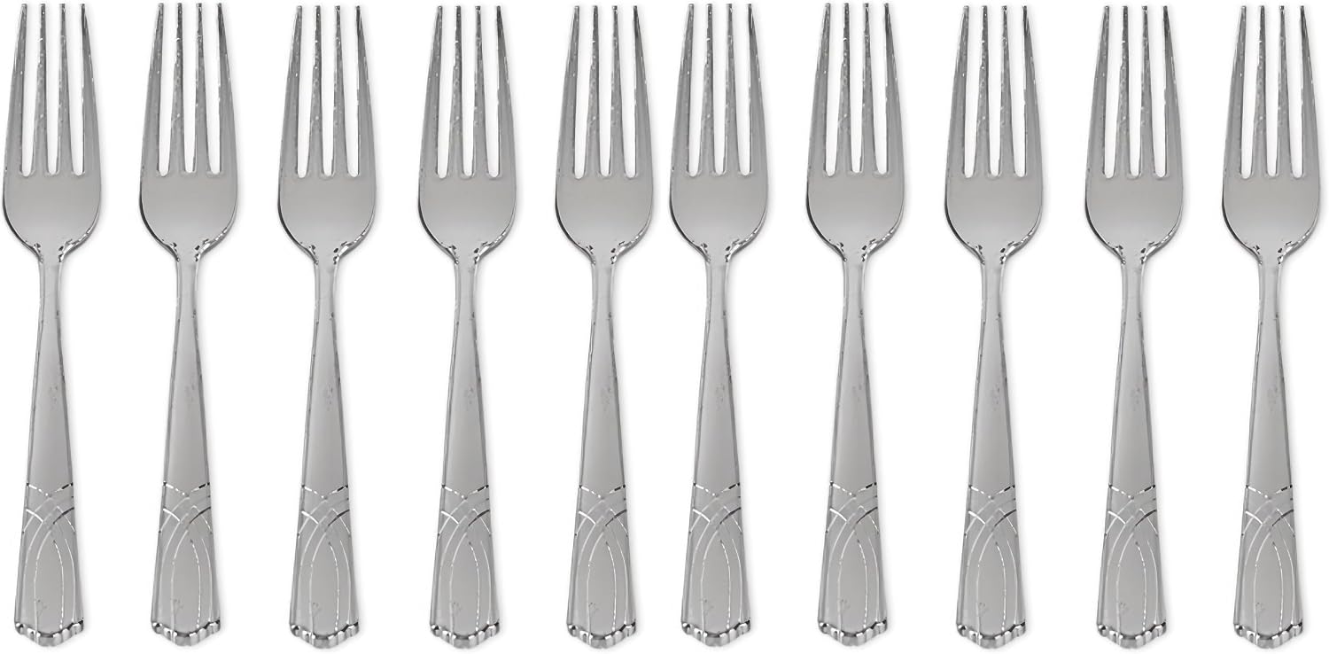 Blue Sky Silver Cutlery Collection (24-Count) | Elegant Silver Plastic Forks - Premium Disposable Utensils for Parties, Weddings, and Events