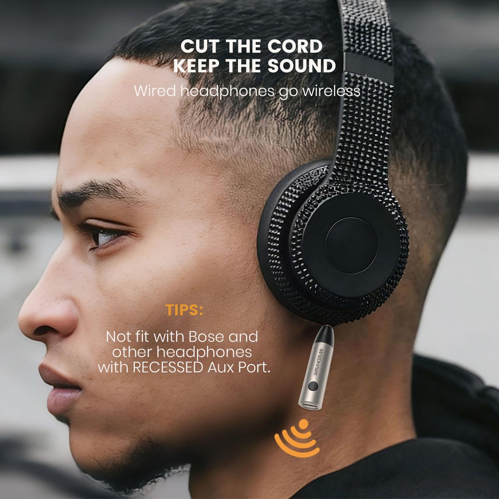 Maedhawk Receptor Bluetooth - Adaptador Aux Inalámbrico Portátil para el Altavoz de Auriculares de Transmisión de Música Estéreo en Casa del Automóvil