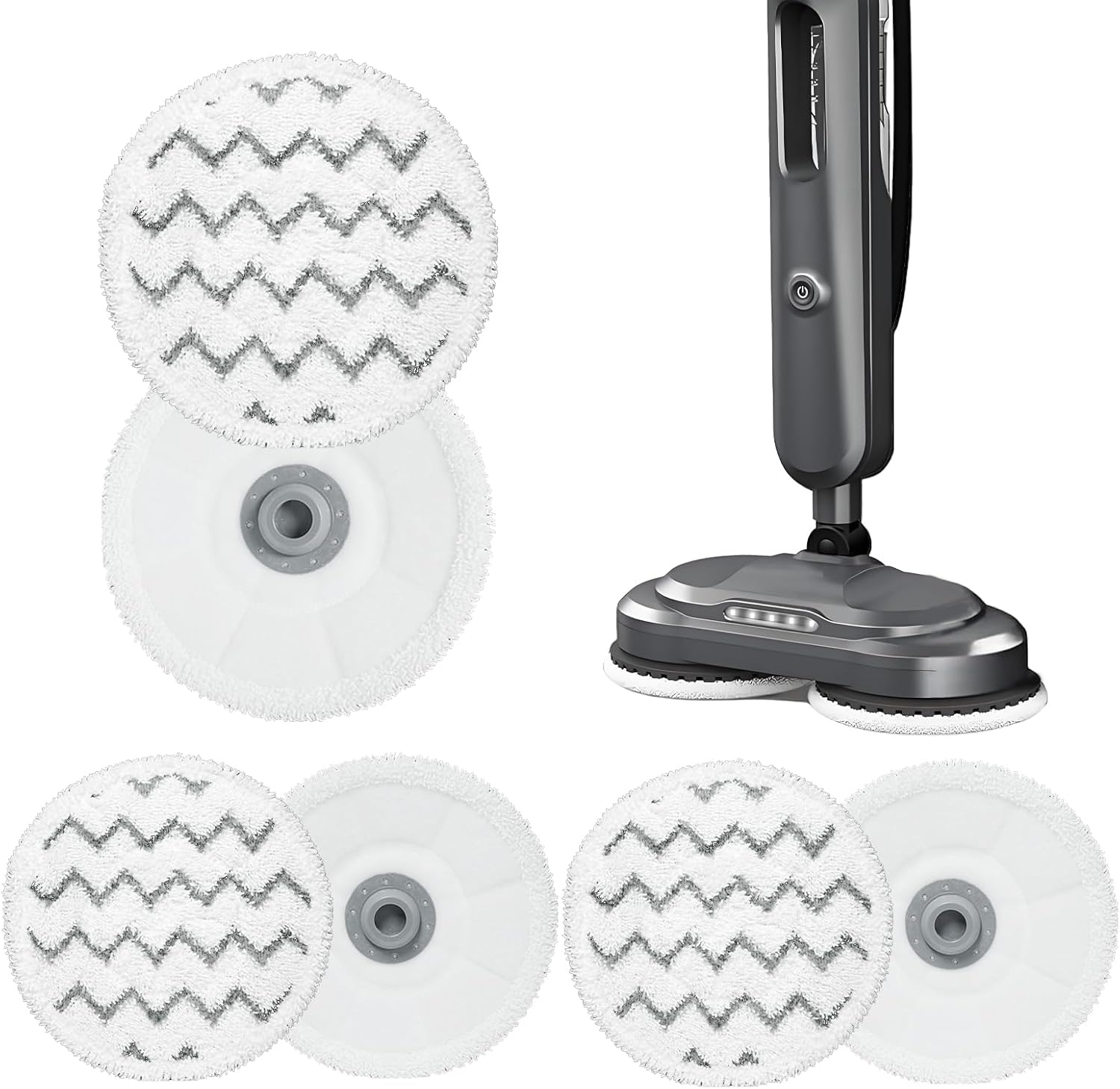 6 Pack 3897A Rotating Steam Mop Pads Replacement Compatible with SmartSteam Bissell SpinWave Scrubbing Steam Mop 3897A 3712C 3712W, Reusable Wave Pattern Pads