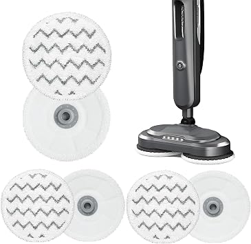 6 Pack 3897A Rotating Steam Mop Pads Replacement Compatible with SmartSteam Bissell SpinWave Scrubbing Steam Mop 3897A 3712C 3712W, Reusable Wave Pattern Pads