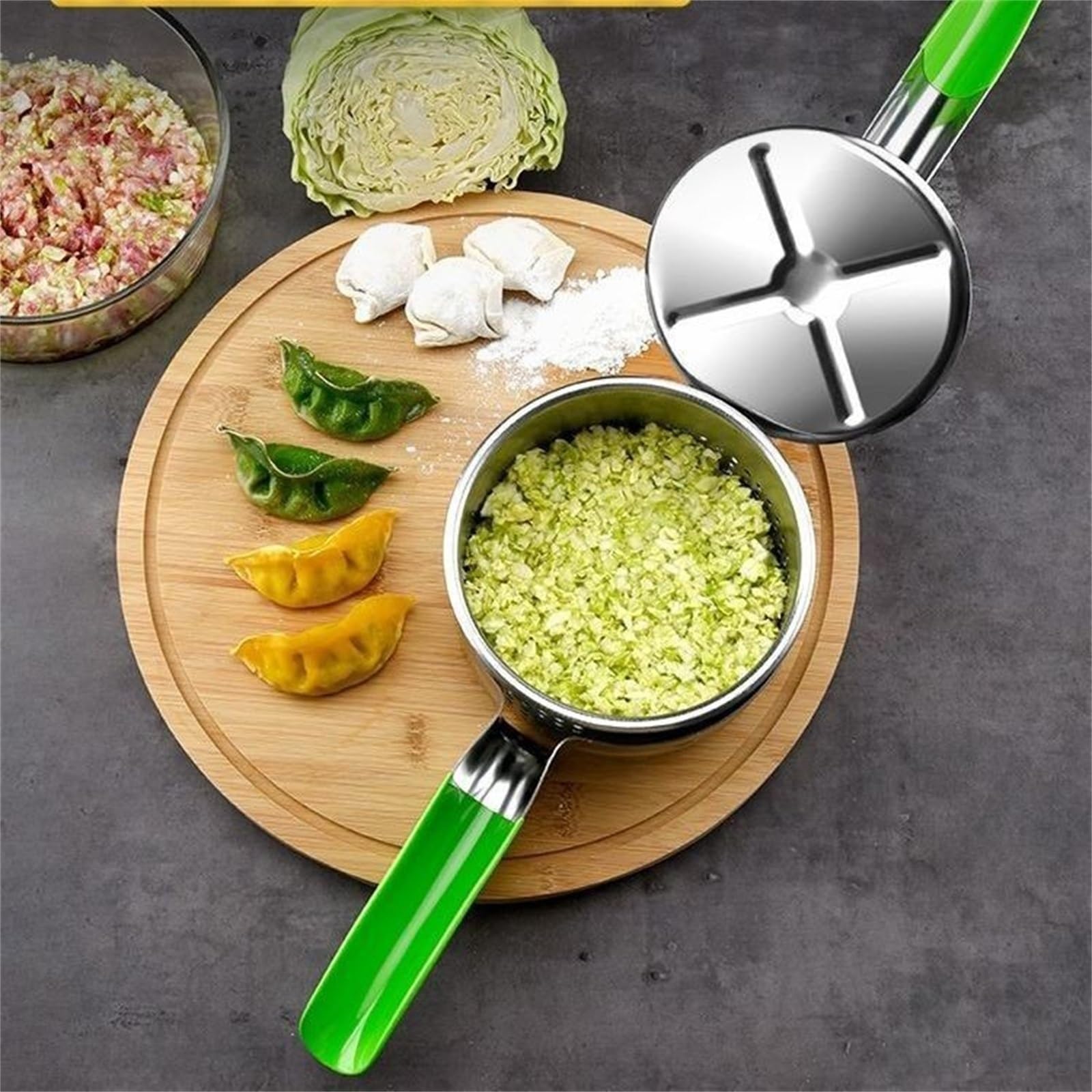 Prensador de Patatas Machacador de Patatas de acero Inoxidable, exprimidor de Verduras, fácil de Usar, Manual, portátil, con Red de Filtro for cocinar y Hacer Picnic