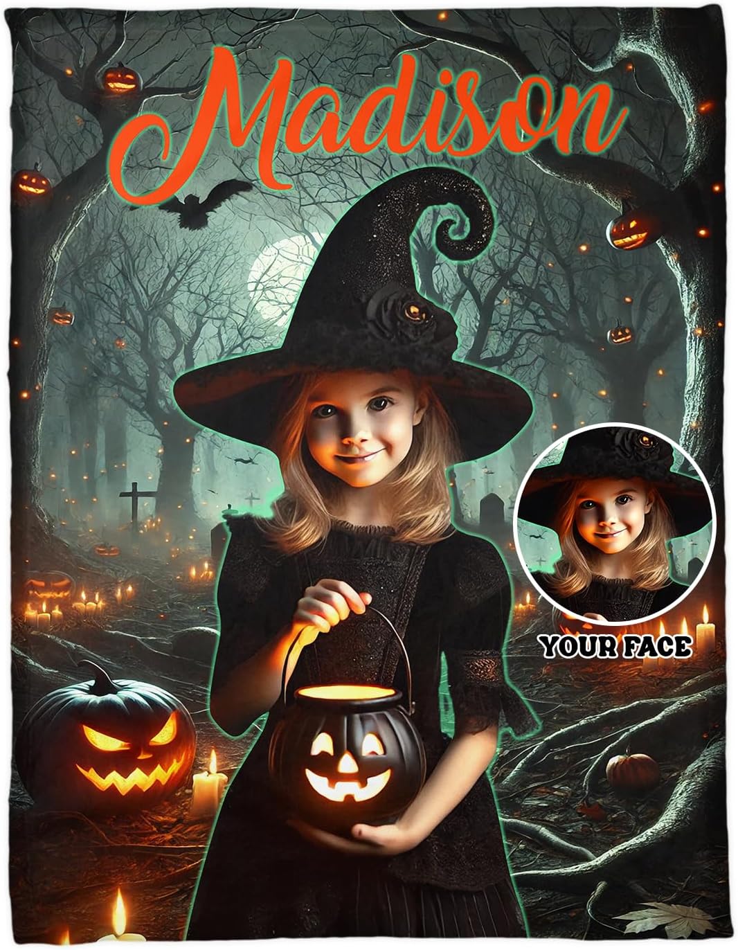 Zocoshi Custom Halloween Witch Blanket Personalized Kids