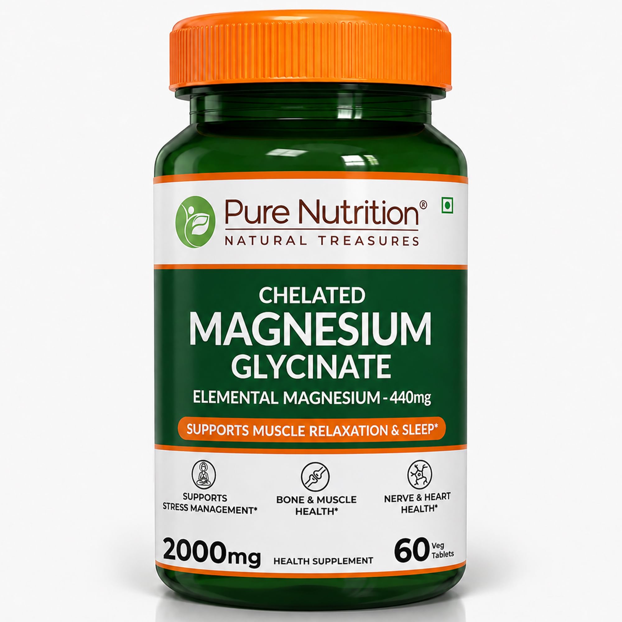 Pure Nutrition Chelated Magnesium Glycinate 2000mg Supplement - 60 Tablets | High Absorption for Sleep, Cramps, Nerves Health, Relaxation, Bone & Joint Health | Elemental Magnesium 440mg-picture-26