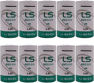(10 Pcs/Set) LS26500 Battery Replacement for LS 26500 C Size 3.6V 7700mAh Lithium Thionyl Chloride Battery, Green (3.6 Volt, 7.7 Ah, Non-Rechargeable)