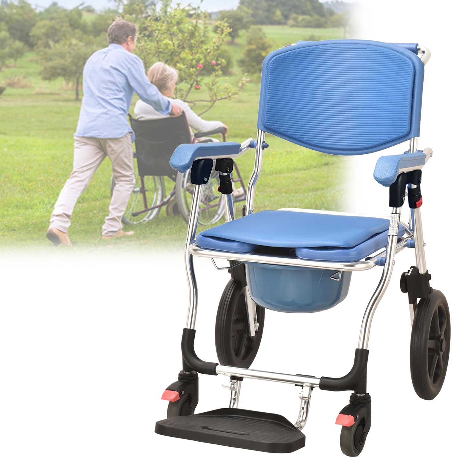 Chaise percée pliable avec accoudoirs et dossier rembourré - Capacité 150kg