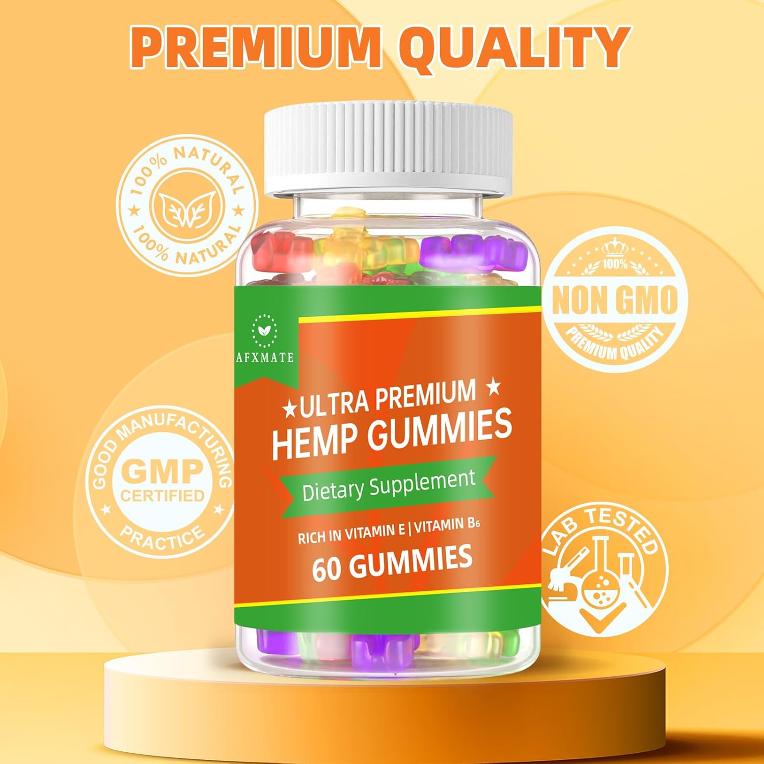 (2 Pack) Hemp Gummies, Fruity Edibles Gummy Advanced 100% Natural High Potency Hemp Seed Extract Gummies - 120 Gummies