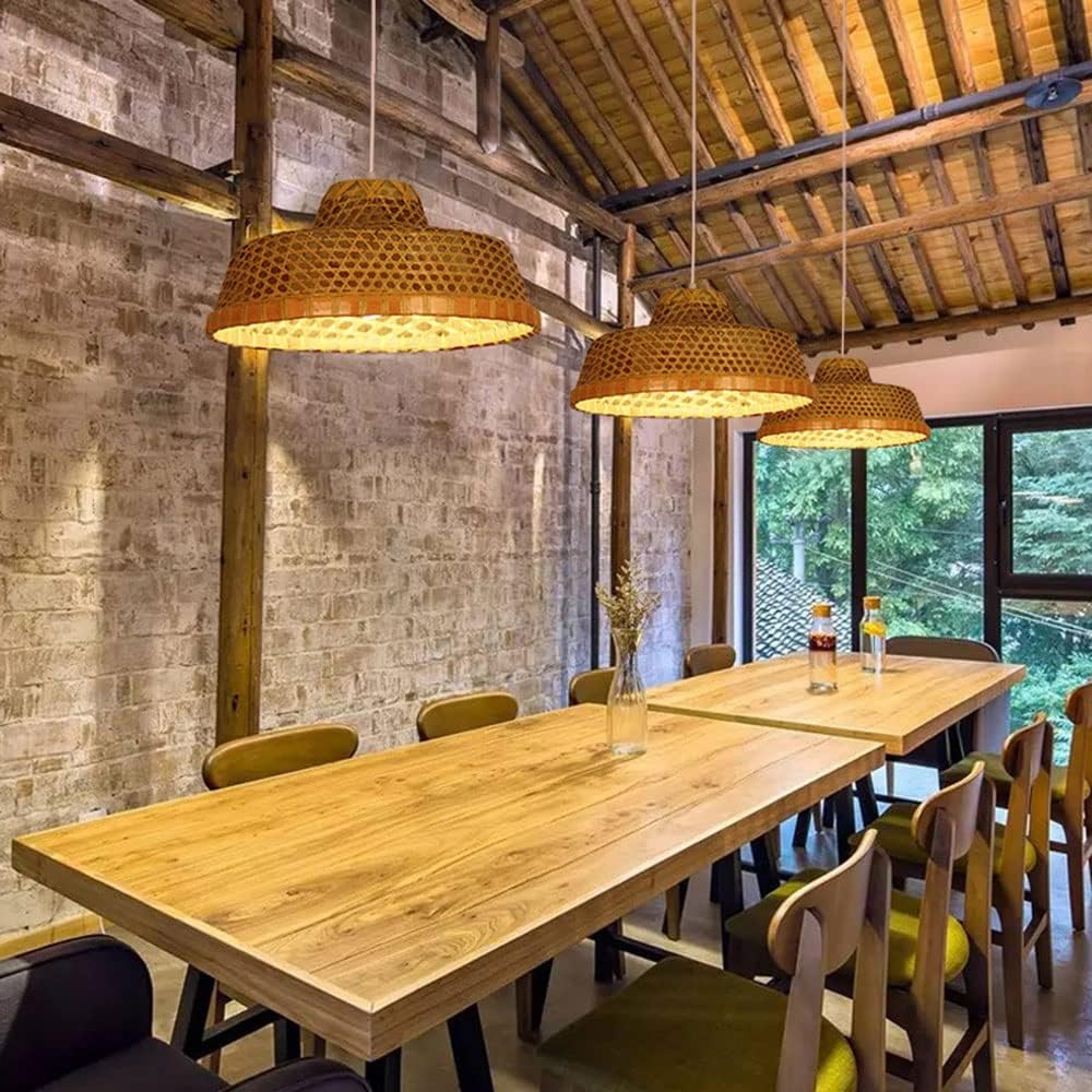 Chandelier, Personalized Bamboo Chandelier Chinese Bamboo Straw Hat Pendant Lamp Pastoral Decorative Dining Room Hanging Lights Japanese Tea Room Retro Ceiling Lamp Fixture E27 Base 1 Lamp 40cm