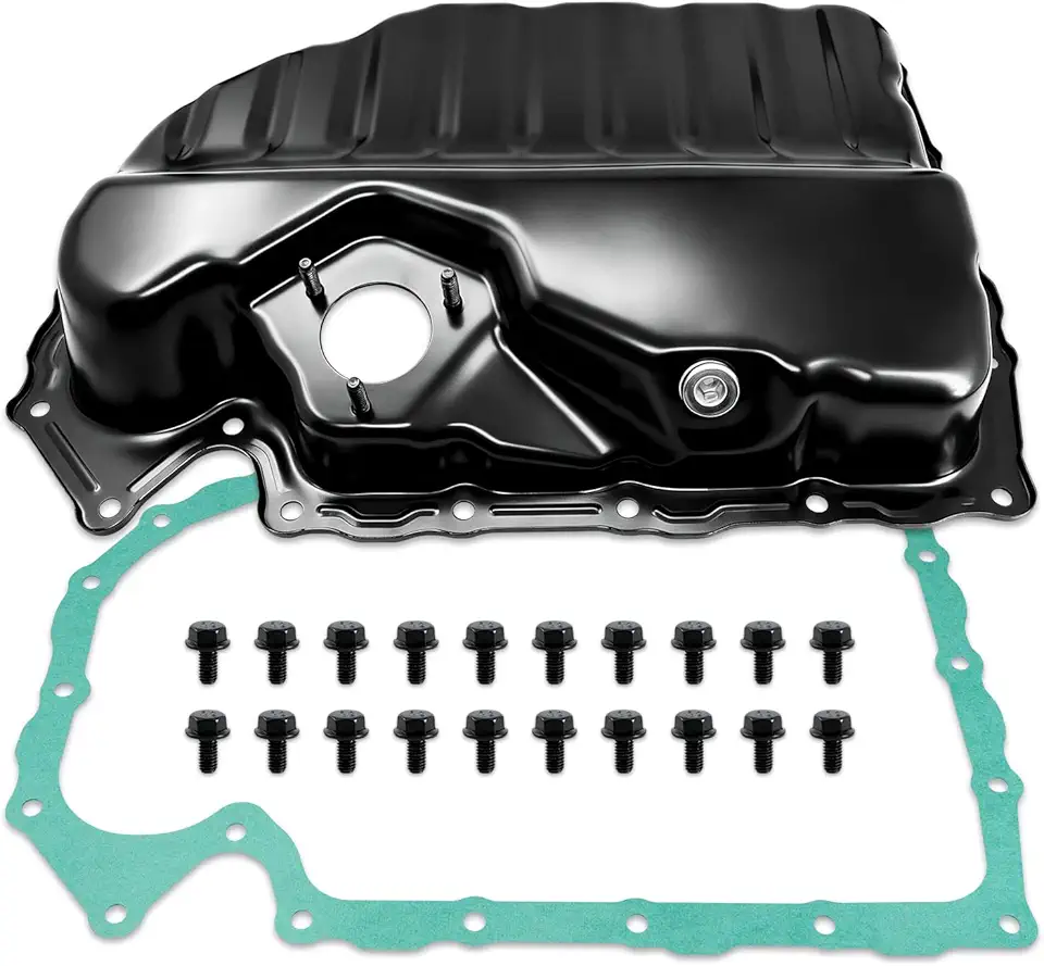 Cárter de óleo do motor com plugue, junta e parafusos, compatível com Volkswagen Tiguan, Jetta, Passat, Passat CC, Golf, Beetle, CC, Eos, 1.8L 2.0L; Audi A3, A3 Quattro, Q3, Q3 Quattro, TT, TT Quattro