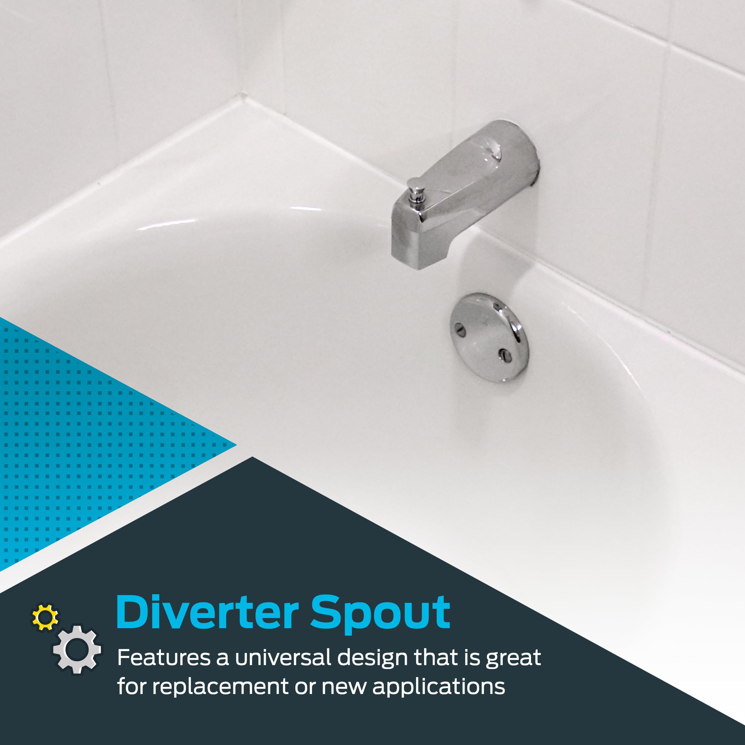 EZ-Flo 7 Inch Slide-On Zinc Bath Tub Diverter Spout with Set Screw