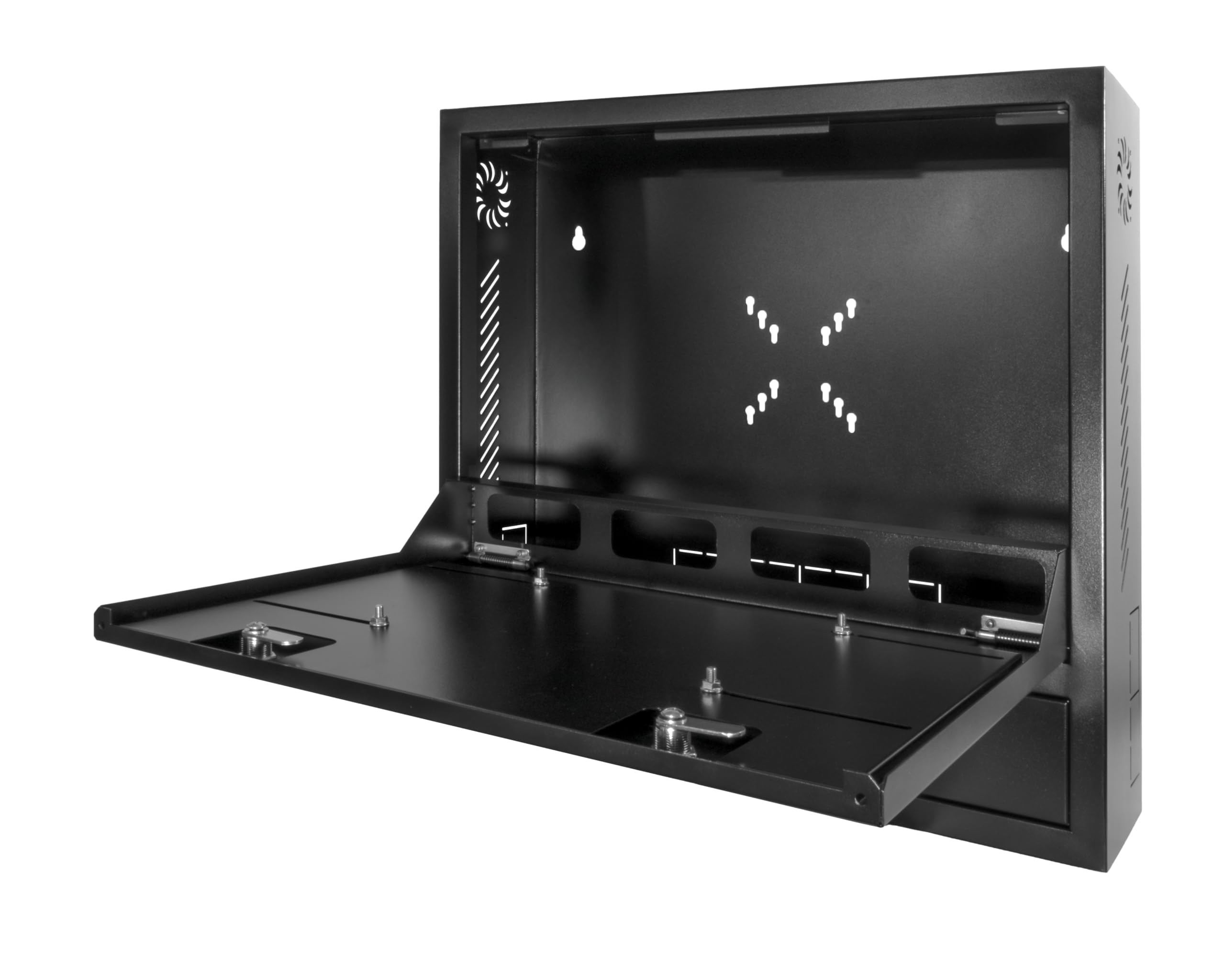 Box di Sicurezza Professionale in Metallo per DVR/NVR 19” – Armadio a Parete con Serratura, Ventilazione Passiva, 58×55×15 cm, Nero (AR-BOX581555B)
