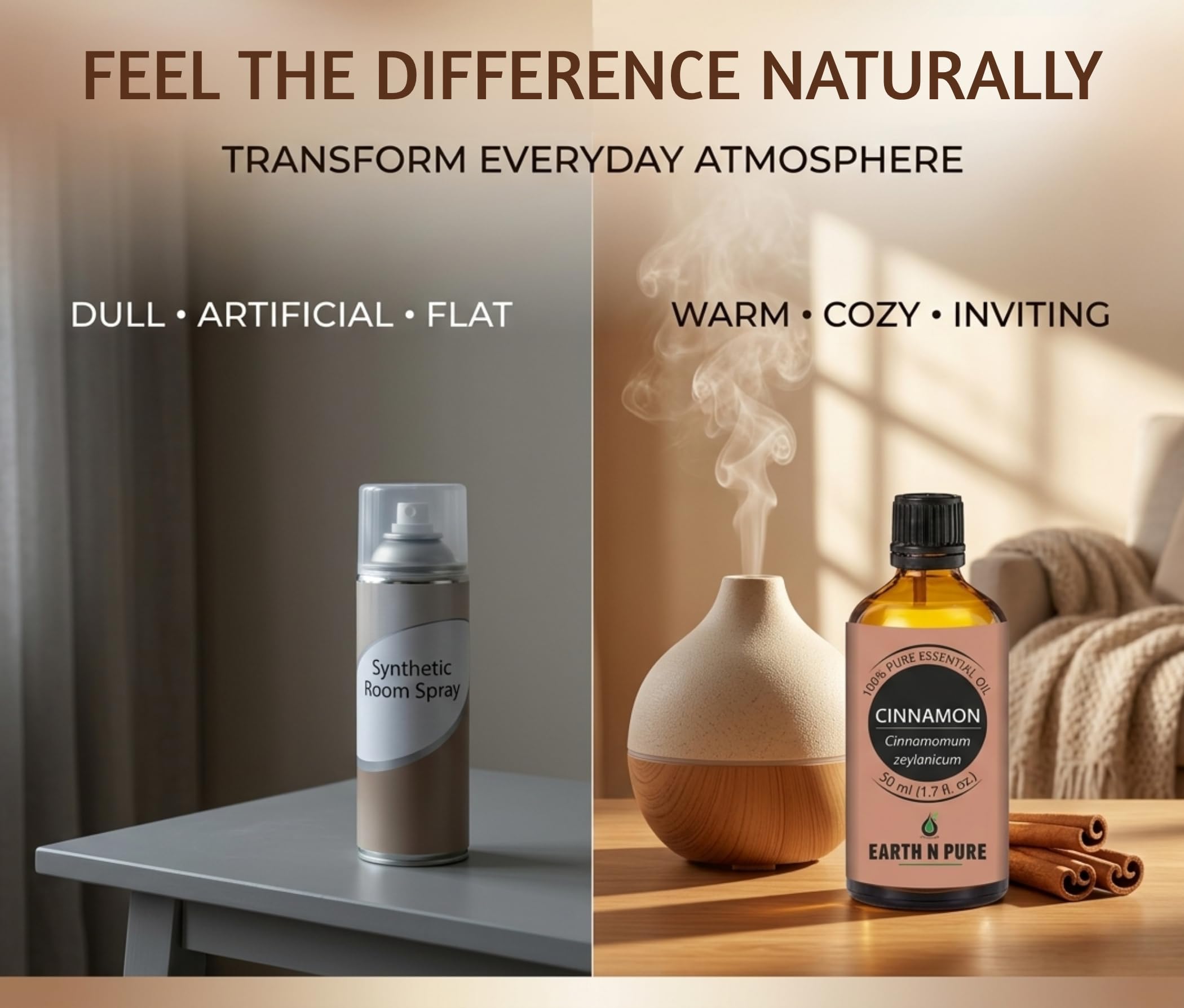 Earth N Pure Cinnamon Essential Oil | 100% Pure & Undiluted | Steam Distilled | Warm Ambiance, Muscle Comfort & Focus | 30ml 3