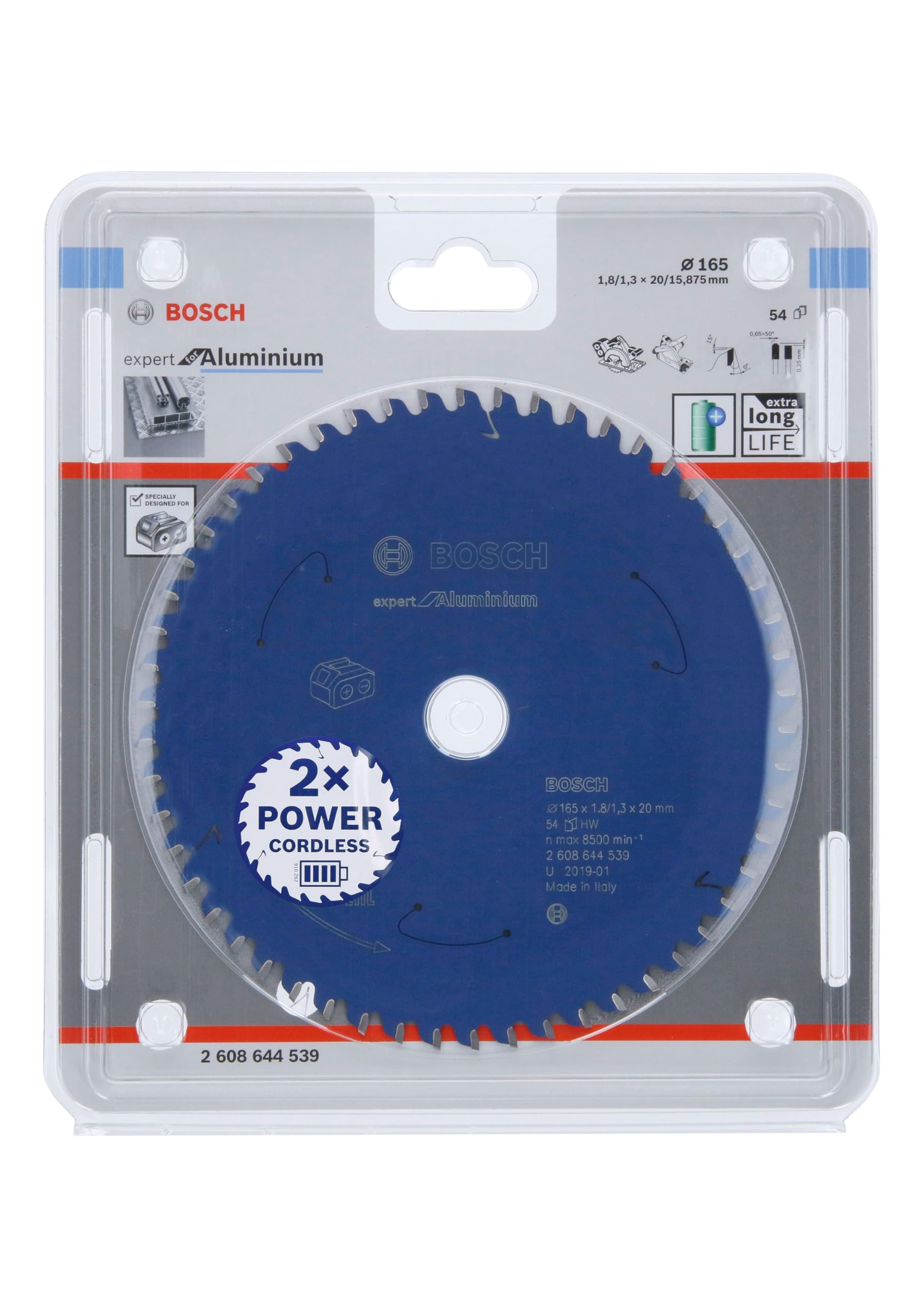 Bosch Professional 1x Kreissägeblatt Expert Aluminium (Aluminium, Sägeblatt Ã˜ 165 X 20 X 1,8 Mm, 54 Zähne, Zubehör Akku Kreissäge)
