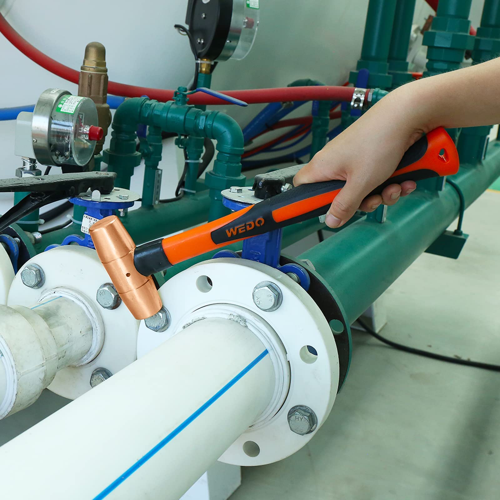 WEDO Produttore GS/FM/ISO9001 Certificato Fustellato Tipo tamburo Martello in rame con manico in plastica (rame, 3Ib)