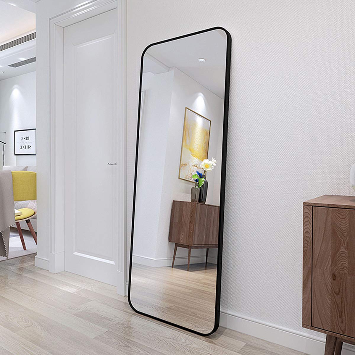 Buy TinyTimes 65×22" Full Length Mirror, Rounded Corner Floor Mirror