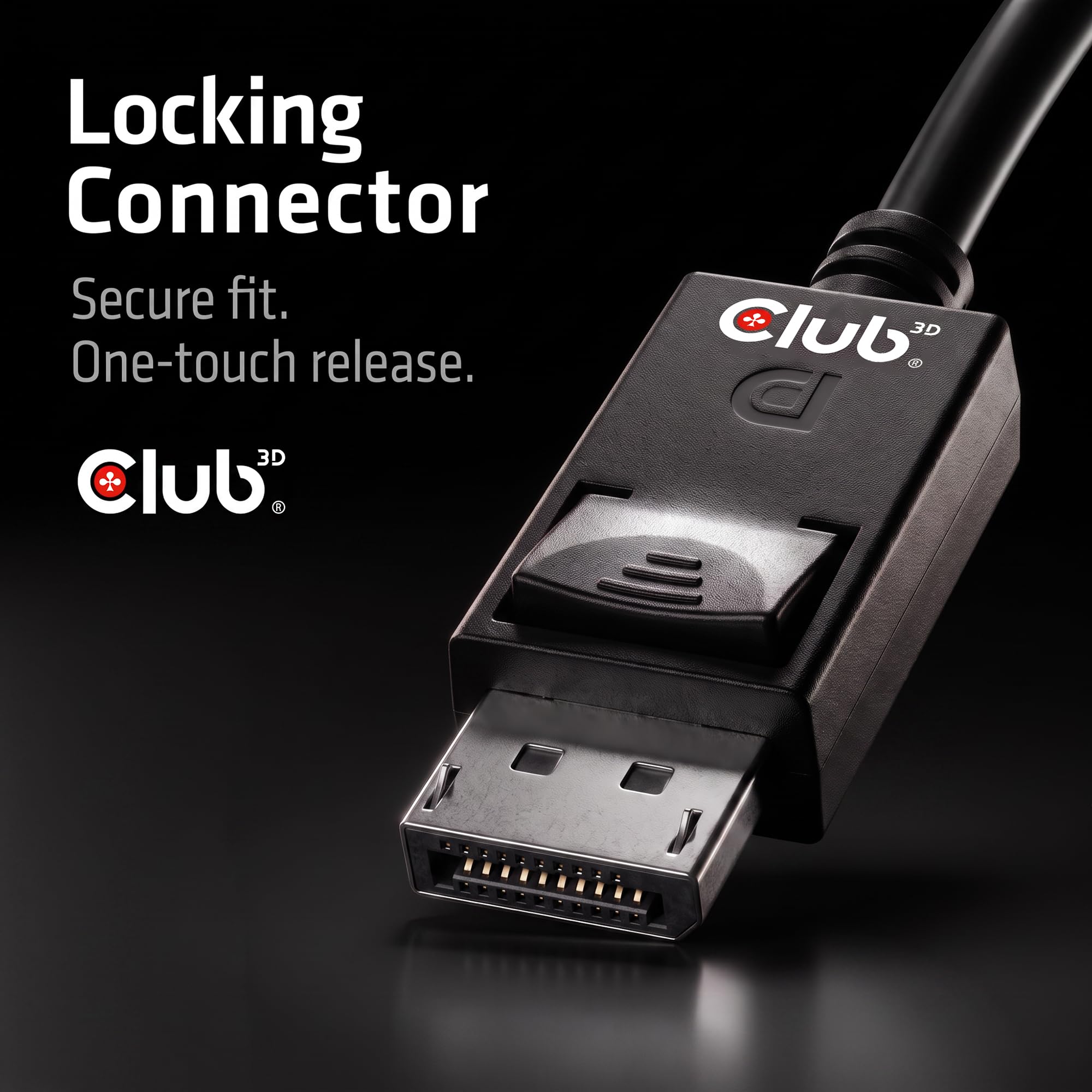 Club3D CAC-1092 DisplayPort™ 2.1 Câble bidirectionnel certifié VESA DP80 4K240Hz, 8K60Hz ou 10K60Hz M/M 1.6m