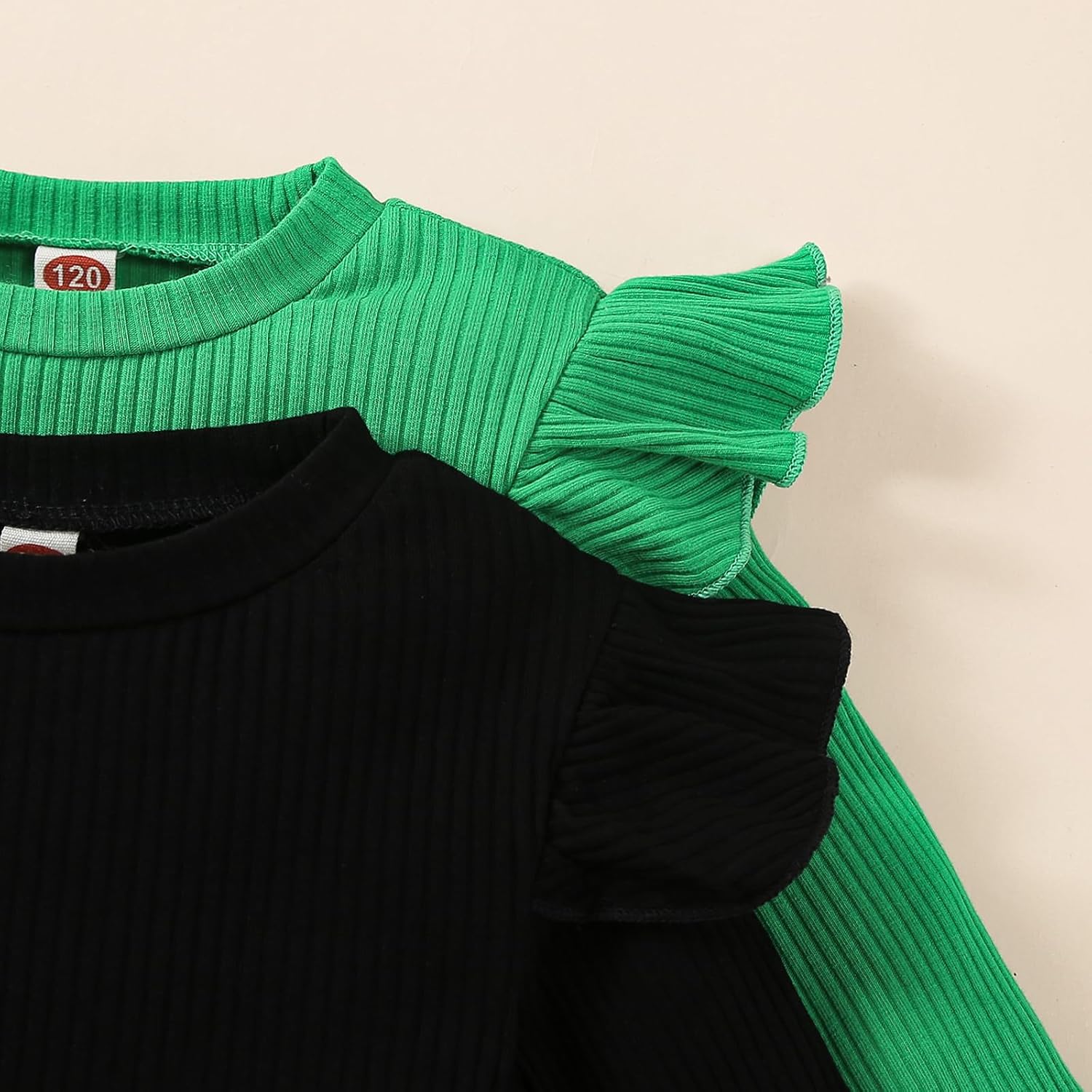 Toddler Girl Shirts Ruffled Long Sleeve Baby Tee Tops, Ribbed Toddler Girl Blouse, Fall Baby Girl Clothes 2-Pack 12M-7Y - Image 2