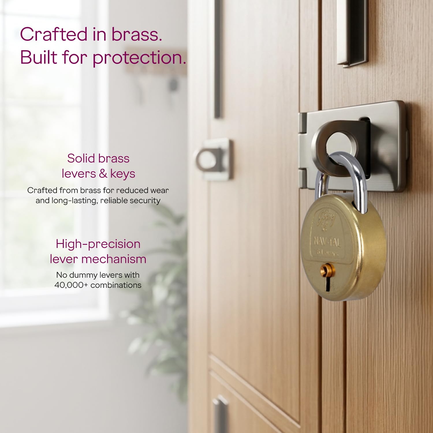 Godrej Locks I Navtal 6 levers 50 mm I Padlock for Main Door I Gate Lock I Tool Box, Shutters, Shops & Offices I Strong Hardened Corrosion Resistant Shackle I Brass Material | 1 Year Warranty — Amazon image 7