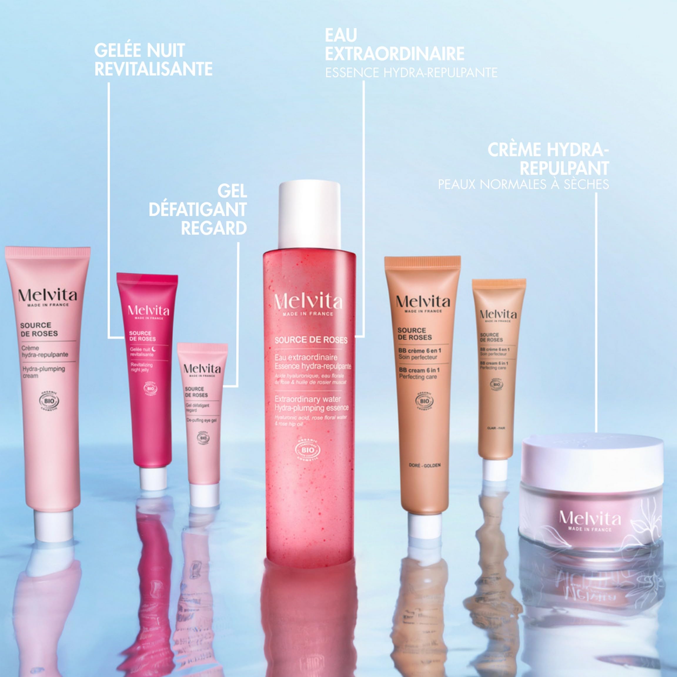 Melvita - BB Crème Source de Roses - Hydrate et Unifie le teint - Adaptés à tous types de peaux - Fabriqués en France