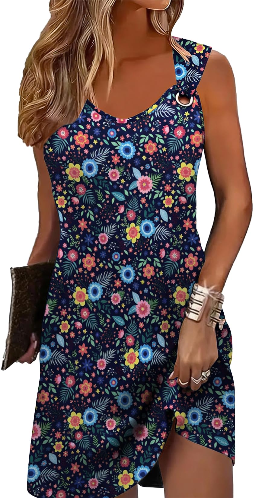 Summer Dresses for Women Sleeveless Casual Sundresses Loose Beach Cover Ups Trendy Tank Midi Sun Dress