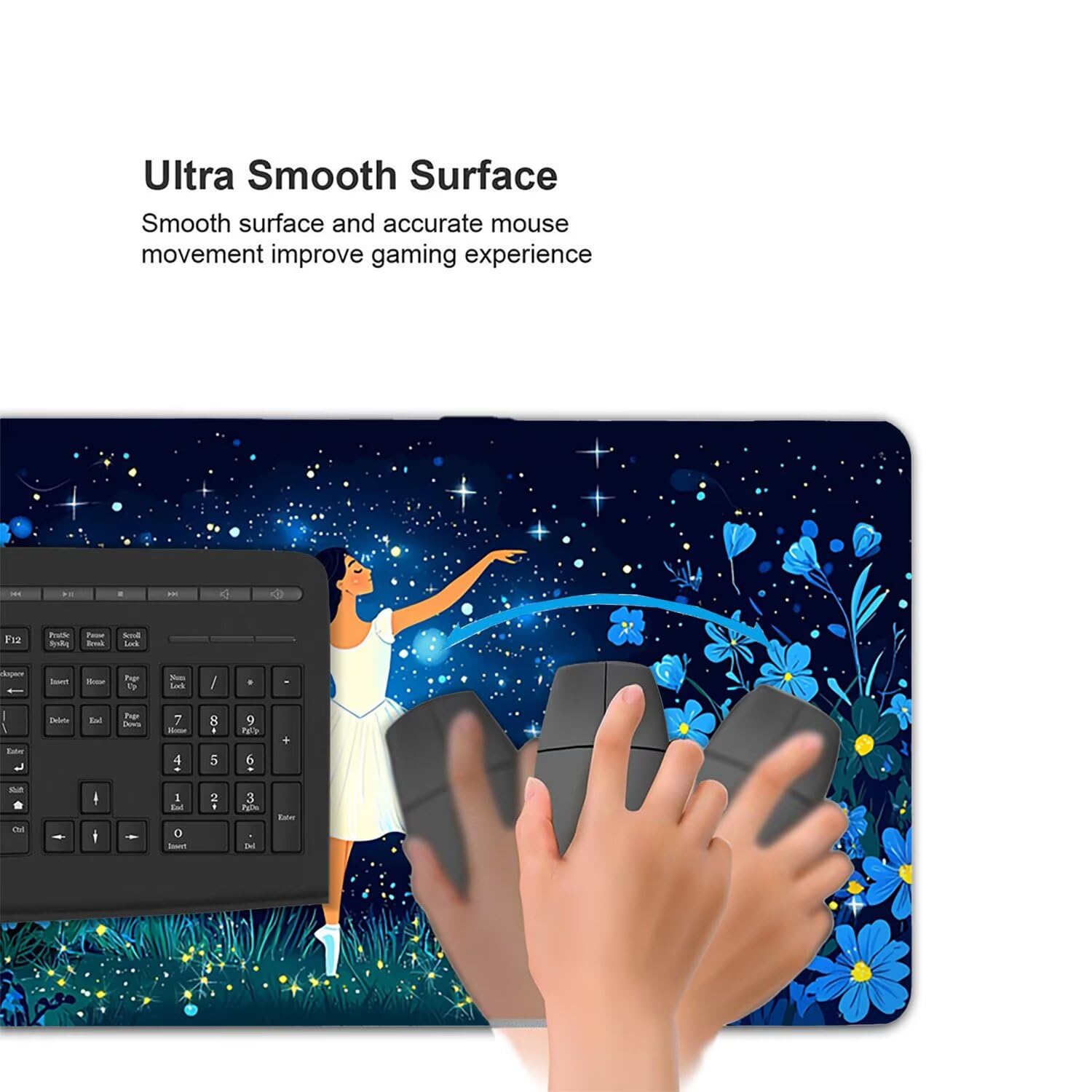 Tappetino per Mouse XXL 1200 x 600 mm Tappetino Mouse Gaming Grande, Mousepad con Base in Gomma Antiscivolo, Tappeto per Tavolo da Gaming per Mouse e Tastiera, Accessori PC (Fiori Ragazza) H-404