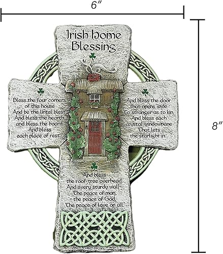 Miniatura 2 de Cathedral Art Irish Home Blessing Resin Wall Cross, Housewarming or Wedding Gift with Blessing by Abbey & CA Gift, Gray, 6 x 8"