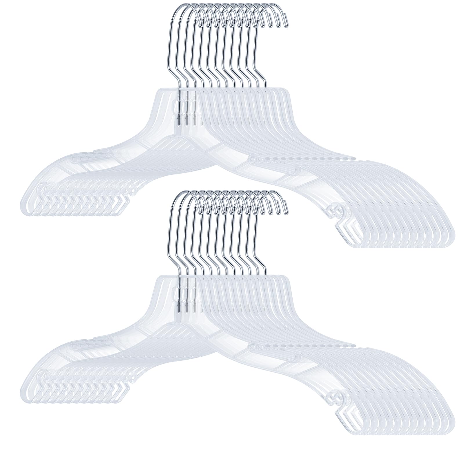 24 perchas de plástico transparente con ranuras abiertas, perchas para faldas, perchas antideslizantes, perchas resistentes para suéteres, camisas, trajes, chaquetas.