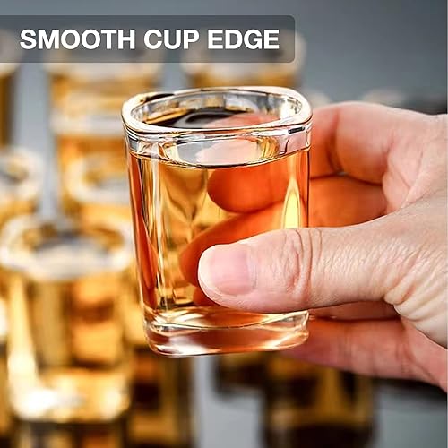 Miniatura 3 de Juego de 6 vasos de chupito de base pesada, 2.2 onzas de tequila transparente cuadrado a granel, vaso de chupito de espresso para vodka, whisky,
