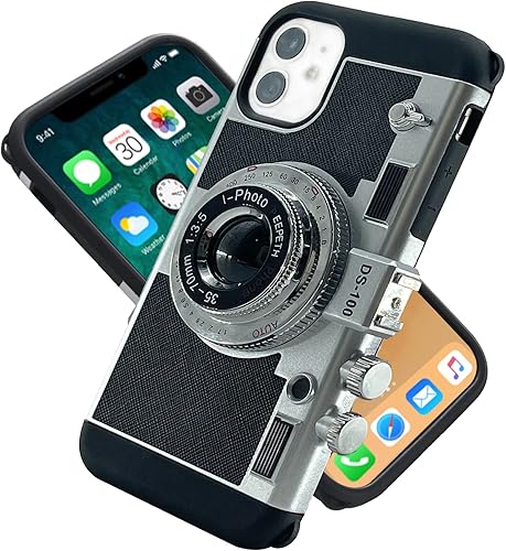 HODBLKT Emily in Paris - Funda de silicona para iPhone 13 Pro diseño vintage de cámara bonita funda de silicona de diseño único 3D con correa de