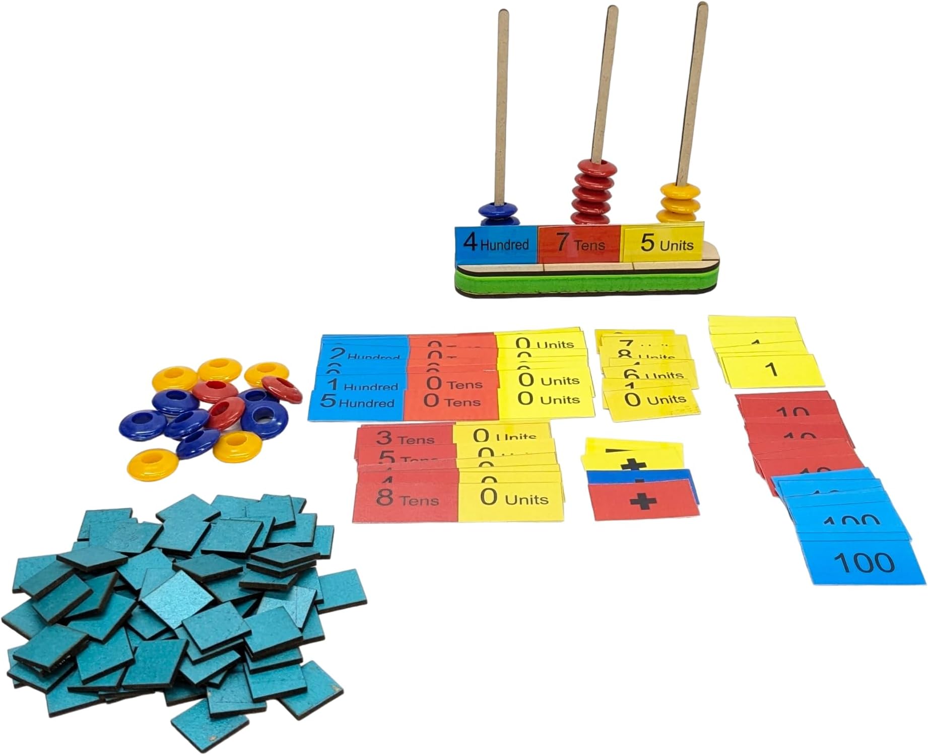 Wooden Place Value Abacus And Number Expansion Cards. For Conceptual Learning Of Number Sense, Addition, Subtractions Concepts, Kids