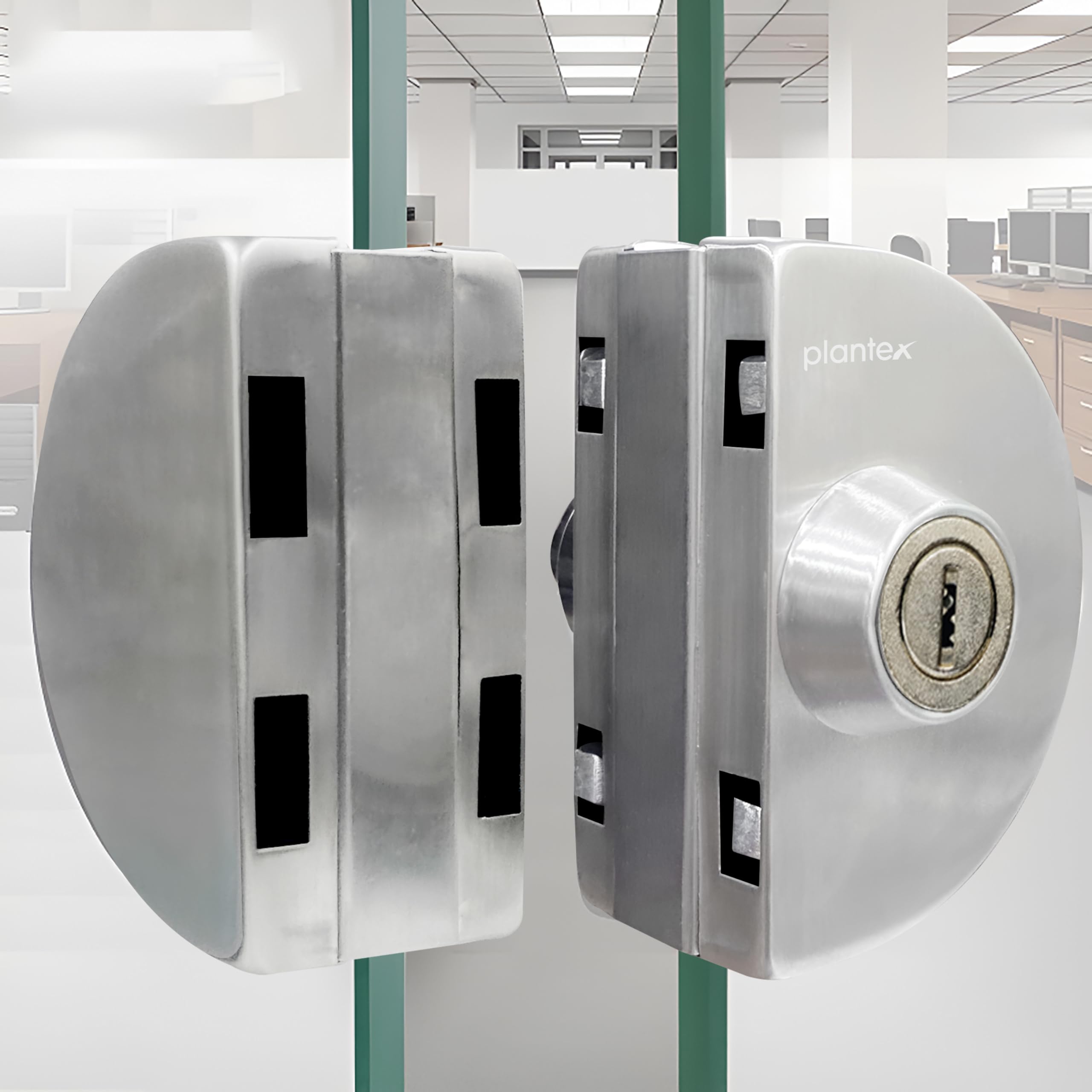 Stainless Steel Glass Door Lock - No Drill Install -2