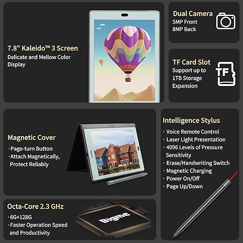 Miniatura 4 de Bigme S6 Color + E-Reader 7.8 '' E-Ink Pantalla ePaper Tablet 6G 128GB eBook Reader Tableta para tomar notas con lápiz óptico y cubierta