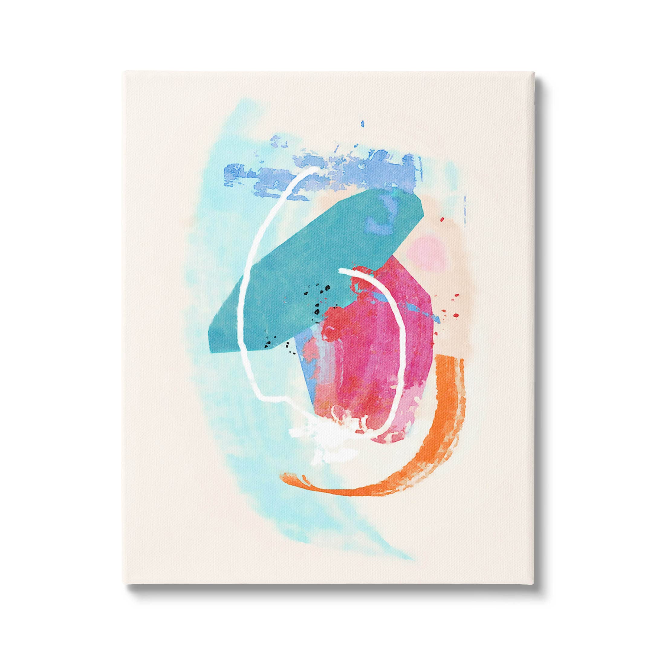 Stupell Industries Modern Blue Pink Shapes Canvas Wall Art, Design by Suzanne Nicoll