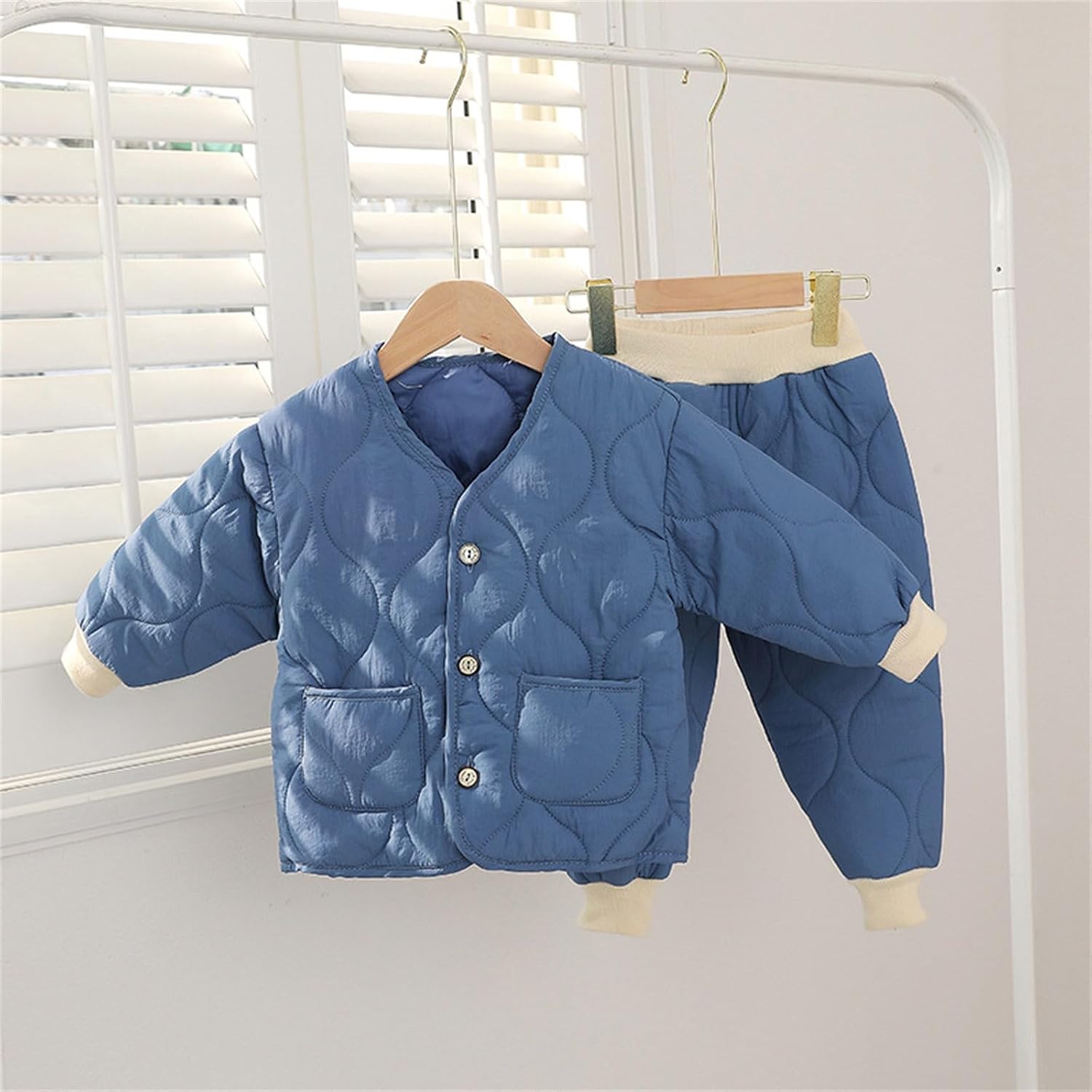 2-Piece Toddler Snowsuit Boys Girls Puffer Jacket Quilted Bubble Coat+Snow Pants Baby Padded Down Coat Winter Outfit