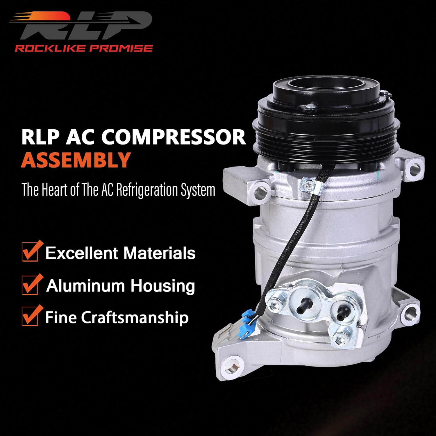 AC Compressor with A/C Clutch 10364873 with 2002-2014 Ca-dillac Escalade Chevy Avalanche Silverado 1500 2500 3500 Suburban 1500 2500 Express 1500 2500 3500 Tahoe Replaces 12624430 1264725915068854