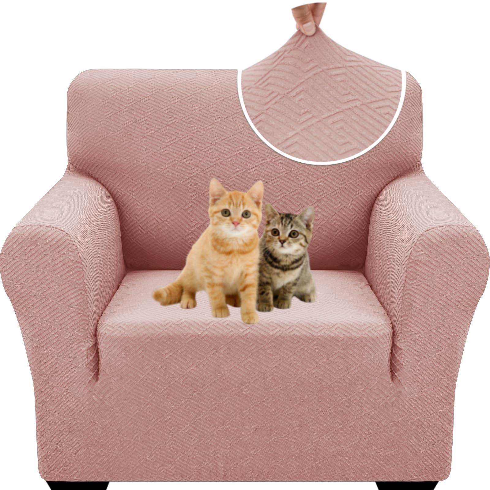 Photo 1 of XINEAGE Stretch Jacquard Armchair Cover - Dusty Pink