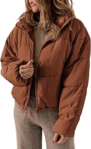 Dokotoo Chaquetas acolchadas de invierno para mujer, de manga larga, con cremallera completa, con bolsillos