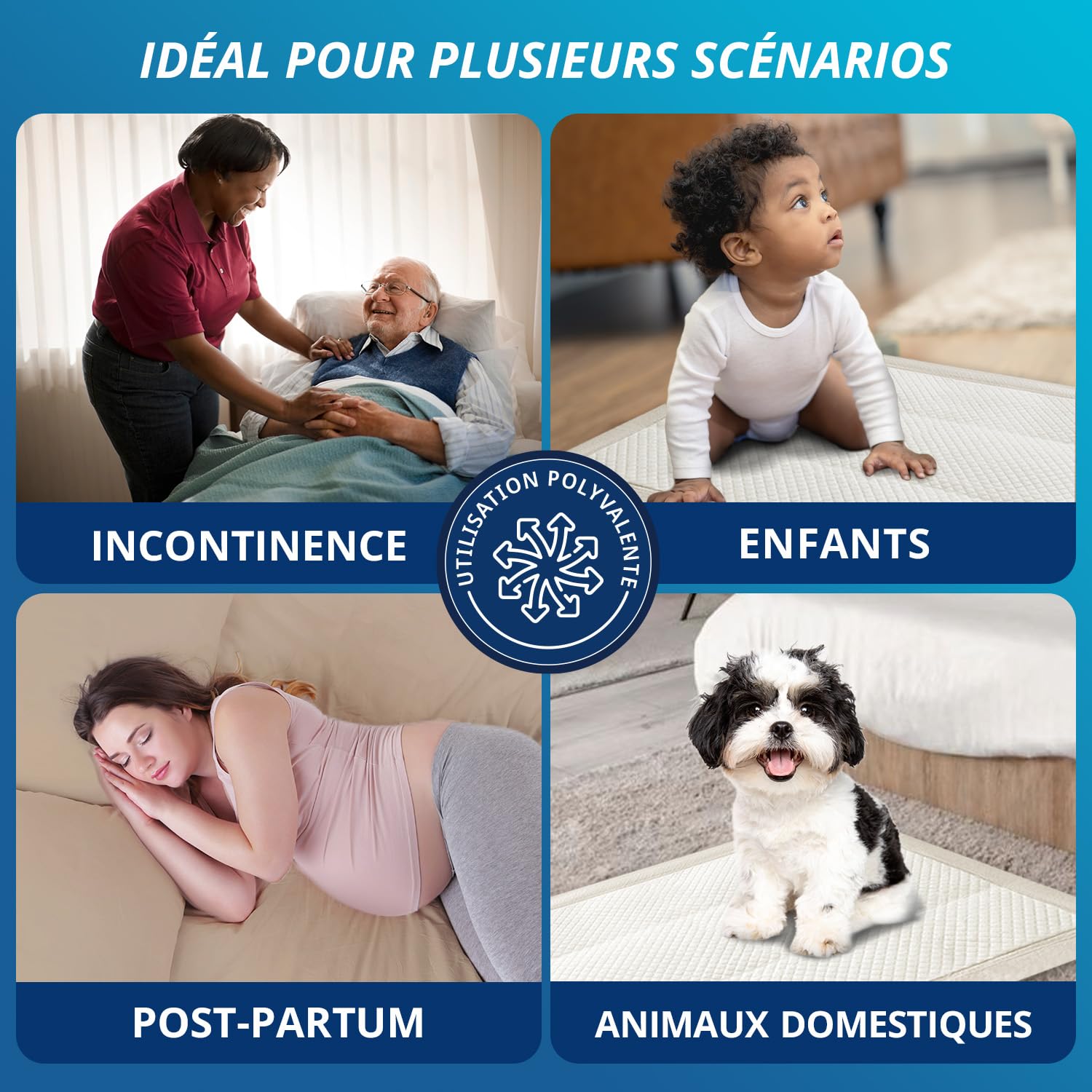 WhyWorry Alèses Jetables 60x90 cm Imperméables, Matelas de Lit Protections pour Adultes Incontinence et Fuites Urinaires, Tapis Absorbant Educateur Chien Animaux, Contrôle des Odeurs, 50 Unités