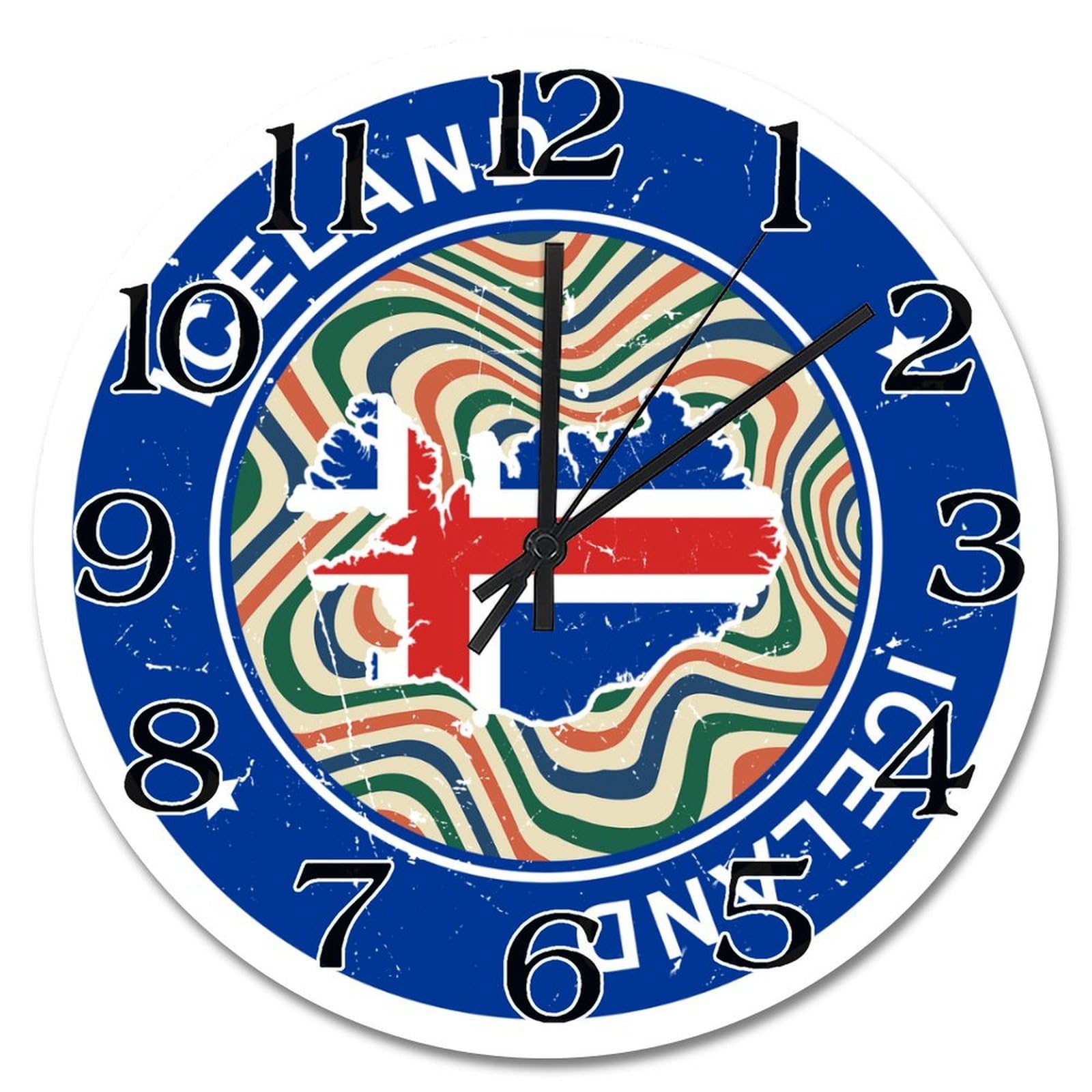 Horloge murale ronde Islande vintage 30cm pour décoration murale