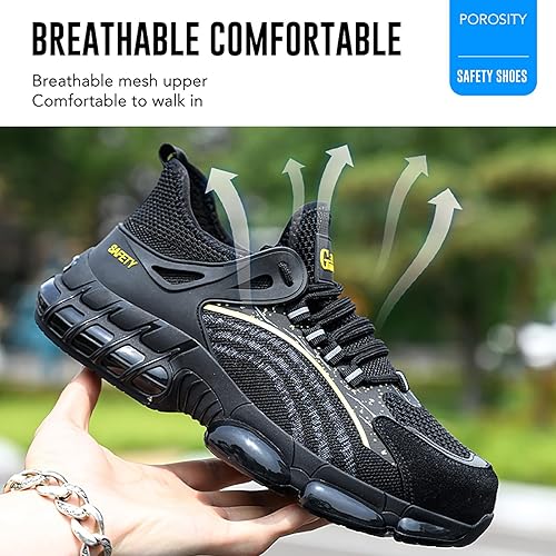 MIEHUIAI Werkschoenen voor heren, licht, S3, veiligheidsschoenen
