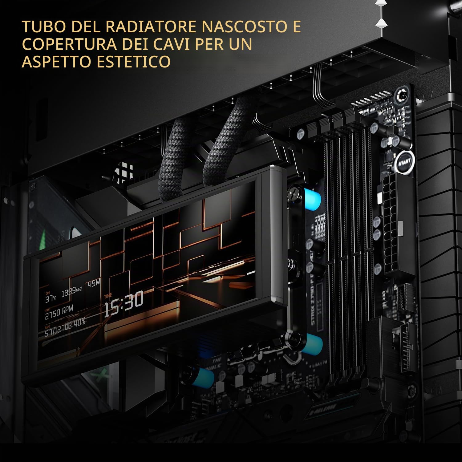 Thermalright Custodia per PC A70 Vision con display da 9,16 pollici | vetro di sicurezza panoramica,torre ATX,supporta scheda madre ATX/scheda grafica da 42cm
