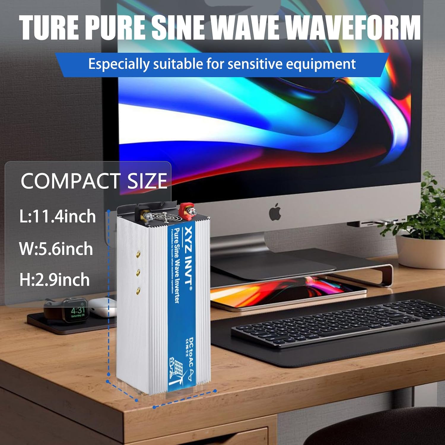 2000W Pure Sine Wave Inverter DC 48V to AC 110V 120V, 4000W Peak Power Inverter with 4 AC Outlets and LED Display for Car, Truck, Solar, Home Off Grid Over 90% Efficiency