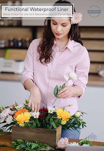 Vista 60 de Royal Imports Maceta de madera para flores, florero decorativo de madera con forro de plástico, cesta de almacenamiento de papel higiénico para caja