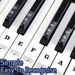 Stickers clavier pour piano avec carte chorale, pour 88/61/54/49 Key,Notez les étiquettes pour les débutants et les enfants, Guide de notes pour piano Stickey pour piano pour apprendre (Stickers Noir + Carte Chort)