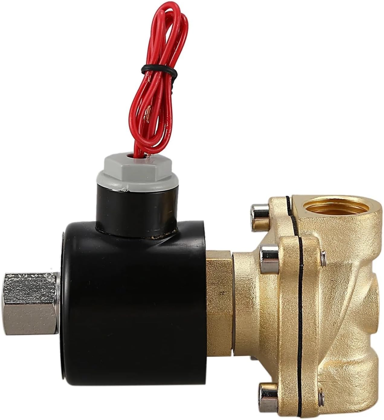 Normally Open N/O Brass Electric Solenoid Valve 220V Pneumatic Valve For Water Oil Gas-AA26(Gold black 12inDN1)