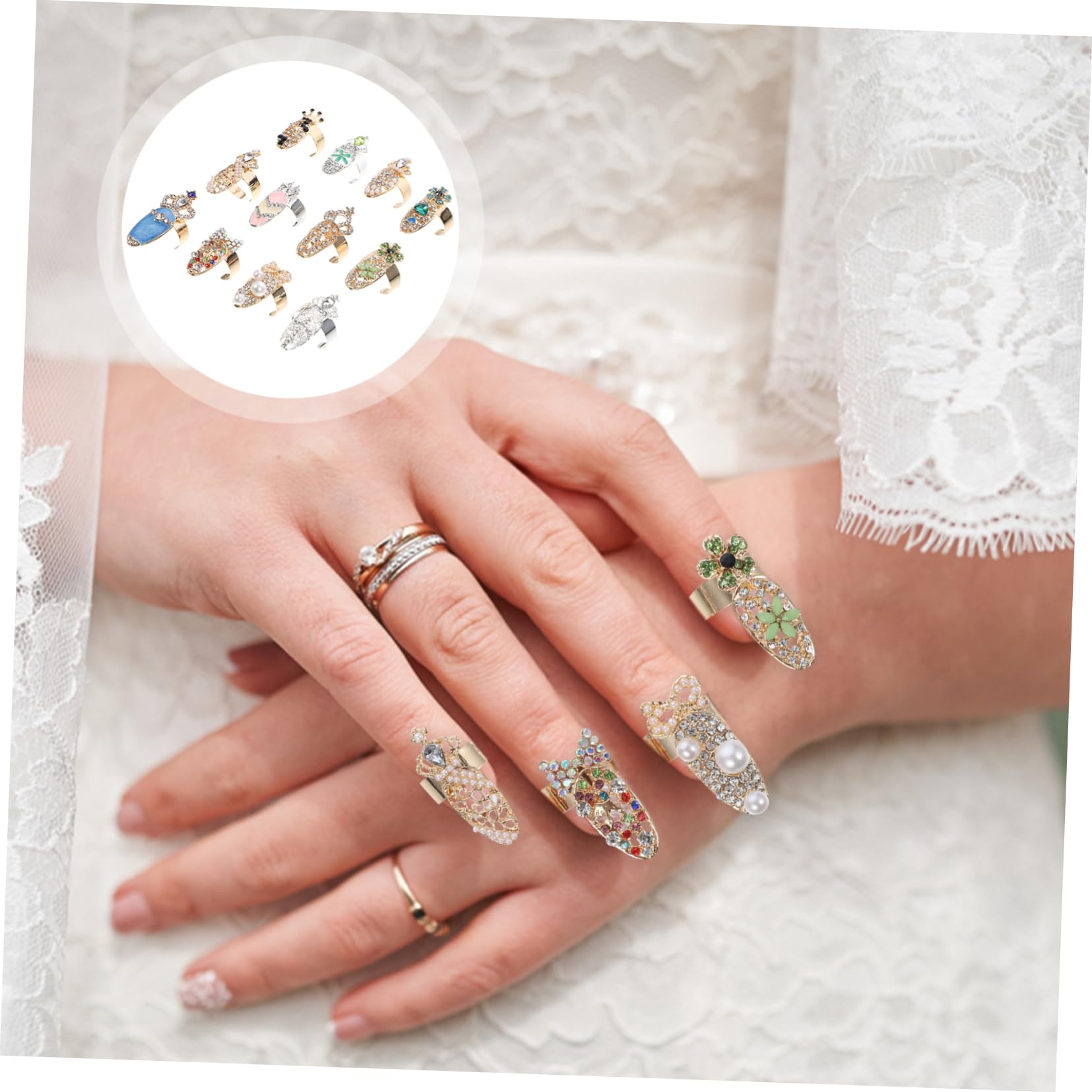 VALICLUD 12piezas Uñas De Cristal Decoración De Manicura Para Mujer Accesorios De Uñas De Joyas De Para Decoración De