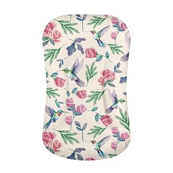 Baby Loungers Cover, Hummingbird Floral Newborn Lounger Cover, Snuggle Me Lounger Cover Baby Nest Cover Removable Slipcover for Infant