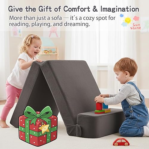 Miniatura 9 de Tiita Sofá cama plegable para niños, sofá cama plegable con funda extraíble, futón para niños, colchón plegable para habitación de niños, sala de