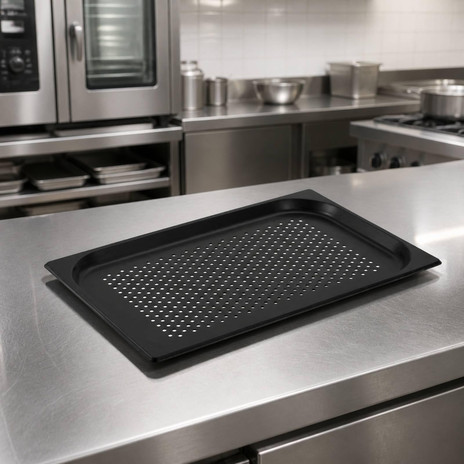 Teglia Antiaderente in Acciaio 304 Leggera Teglia Form Standard Size Compatta Vassoio da Cottura per Cuochi Domestici, Vapore, Altezza 65mm