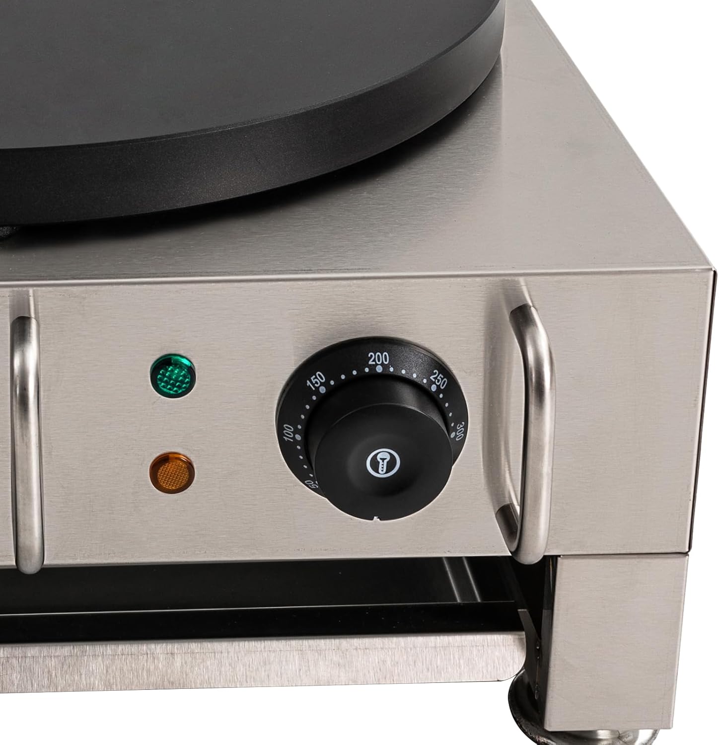 Crepe Maker Machine, Non-Stick Griddle with Adjustable Temperature 50-300℃, 1650W Stainless Steel Pancake Maker with Wooden Spreader for Kitchen