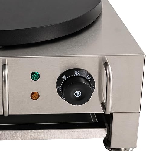 Miniatura 9 de Máquina eléctrica de crepas de 16 pulgadas, máquina de panqueques de temperatura ajustable con bandeja antiadherente para crepé, con esparcidor de